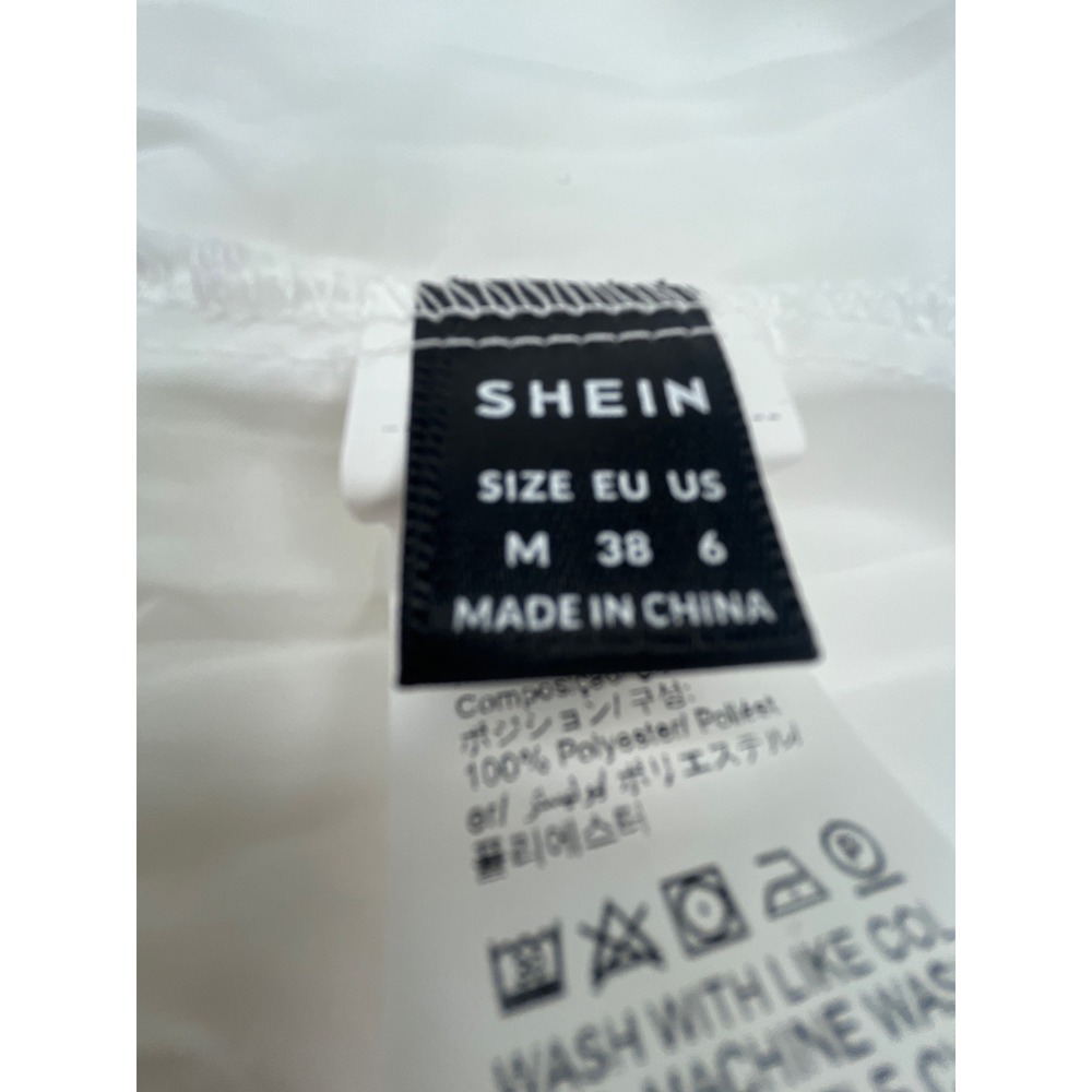 SHEIN White Eyelet Embroidered Midi Dress Sleeveless V-Neck Tie Back Size M - Picture 4 of 6